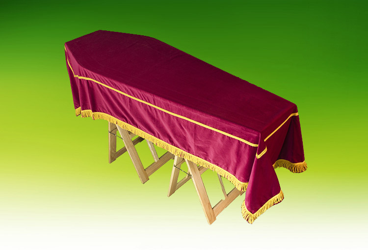 Coffin pall in maroon velvet