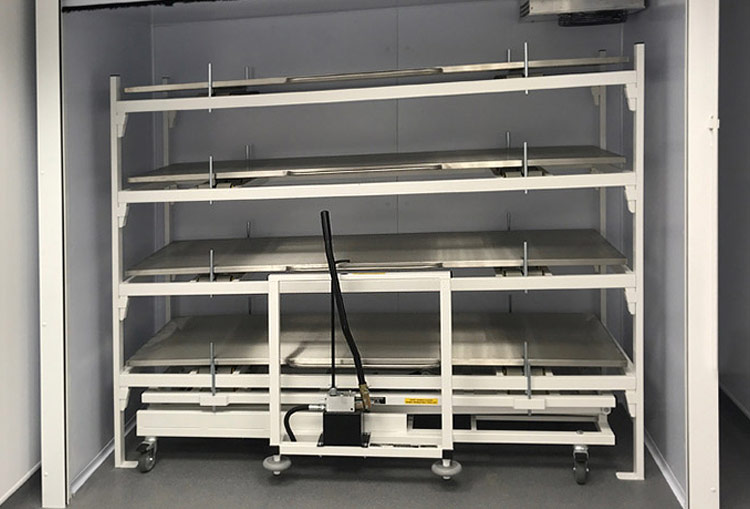 Side loading trolley and racking