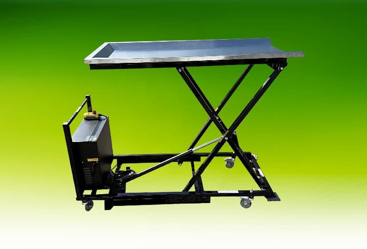 Veterinary and pet cremation trolley powered extended
